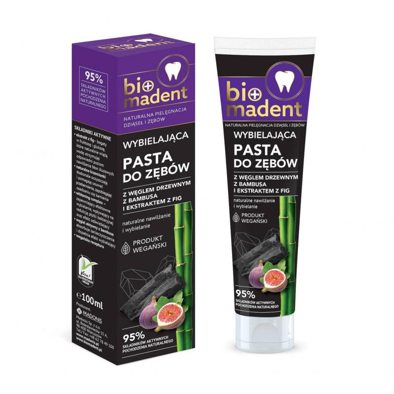 Wybielająca pasta do zębów z węglem drzewnym z bambusa i ekstraktem z fig  - BIOMADENT